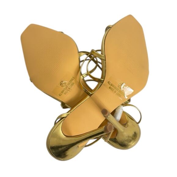 Lulus Sanga Gold Metallic Strappy Stiletto Heel Sandals NEW Size 7.5 - Picture 7 of 10